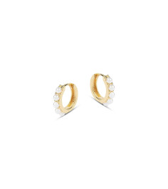 Laura Mini Hoop Earrings with Pearls