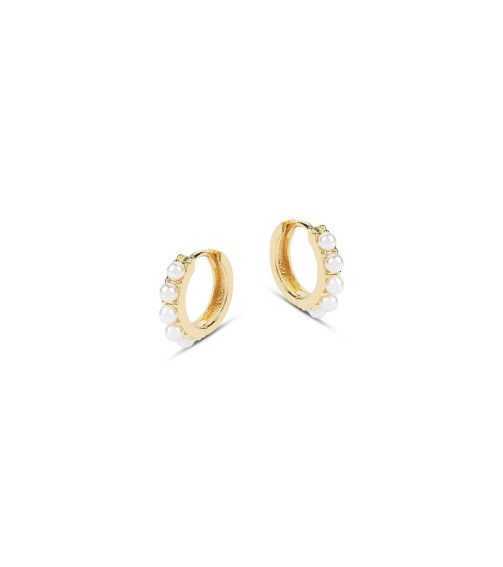 Laura Mini Hoop Earrings with Pearls Laura Mini Hoop Earrings with Pearls