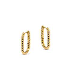 Lilly Twisted Rectangular Gold Hoop Earrings