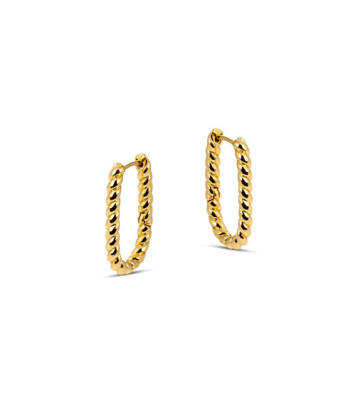 Lilly Twisted Rectangular Gold Hoop Earrings Lilly Twisted Rectangular Gold Hoop Earrings