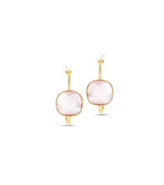 Sophia Pink Quartz Gold Hoop Earrings