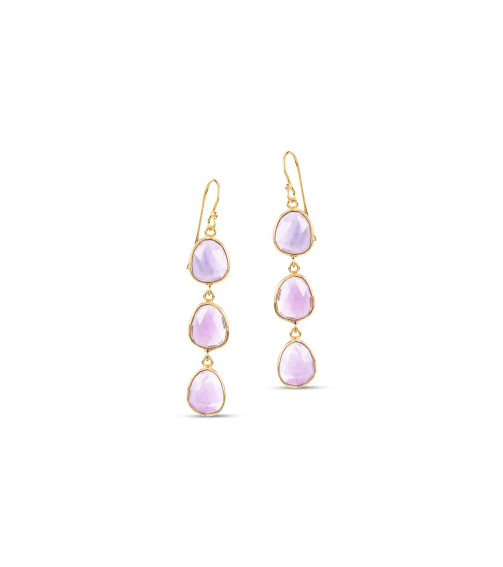 Sophia Triple Amethyst Dangle Earrings