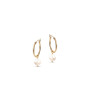 Venus Gold Hoop Earrings With White Pearl Charm
