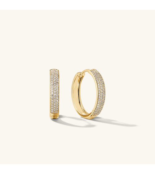 Bold Pavé Diamond Medium Hoops