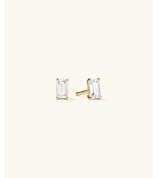 Lab Grown Sapphire Emerald Cut Studs