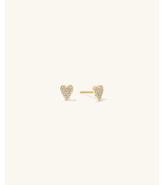 Mini Heart Pavé Diamond Stud Earrings