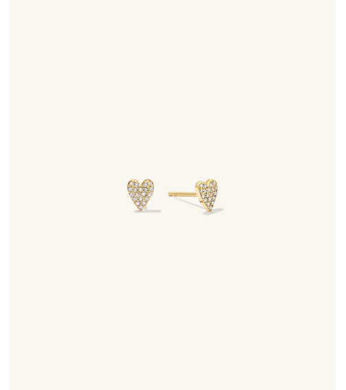 Mini Heart Pavé Diamond Stud Earrings
