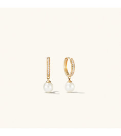 Pavé Diamond Pearl Huggies