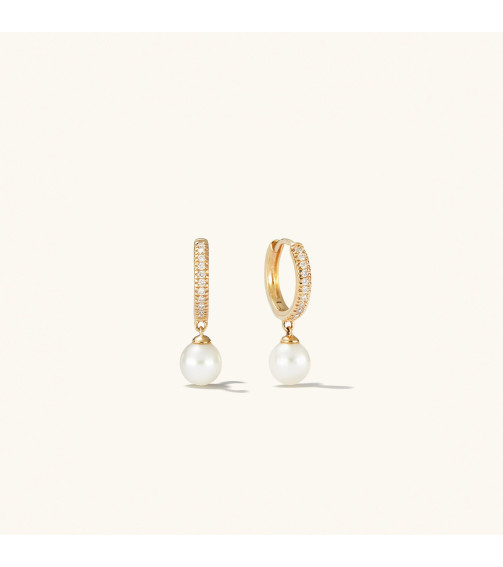 Pavé Diamond Pearl Huggies