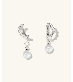 Remy Gemstone Pearl Charm Hoops