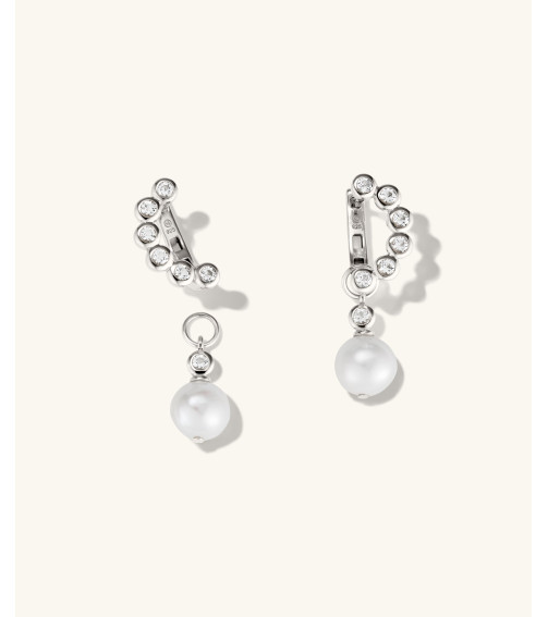 Remy Gemstone Pearl Charm Hoops