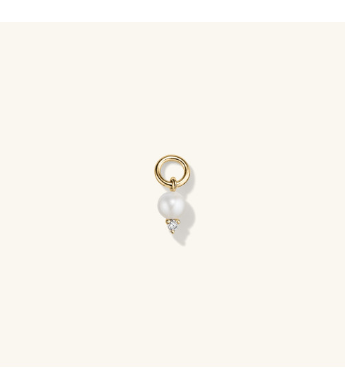 Single Diamond and Pearl Hoop Charm