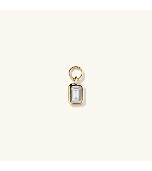 Single Emerald Cut Gemstone Hoop Charm