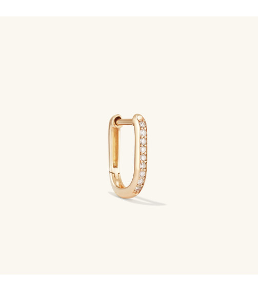 Single Pavé Diamond Huggie U Hoop