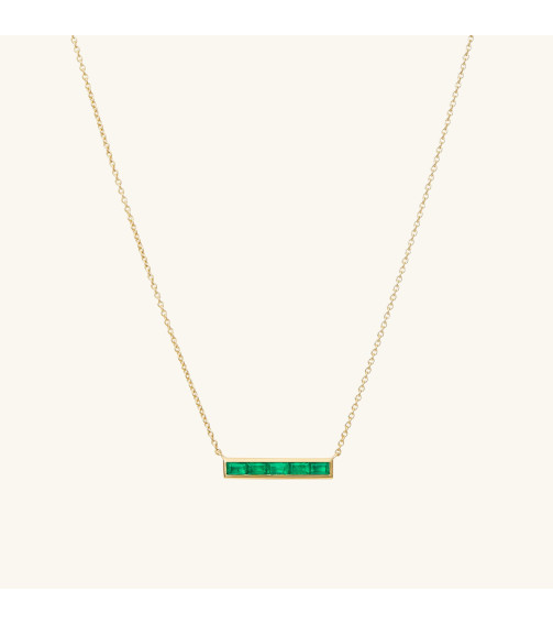 Baguette Emerald Bar Necklace