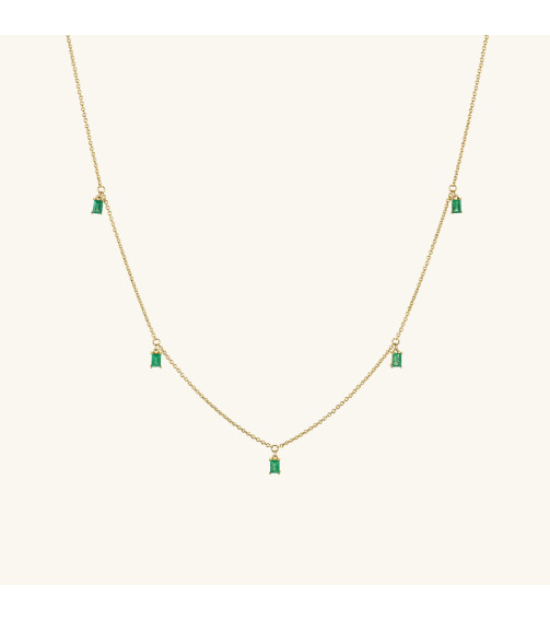 Baguette Gemstone Station Necklace