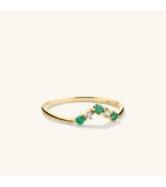 Emerald and Diamond Wishbone Ring