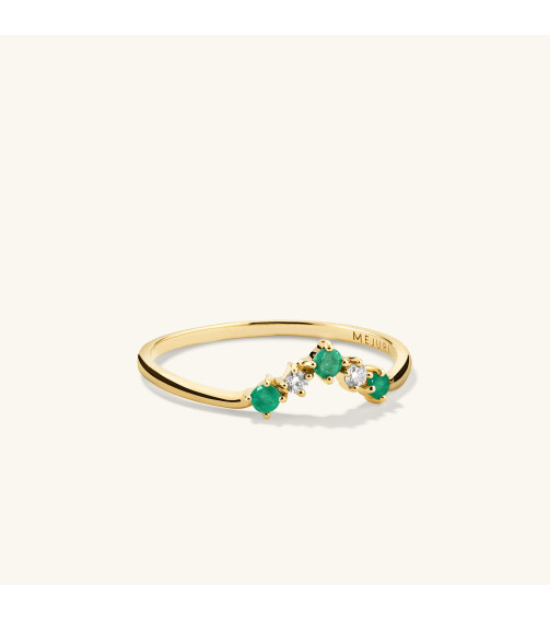 Emerald and Diamond Wishbone Ring